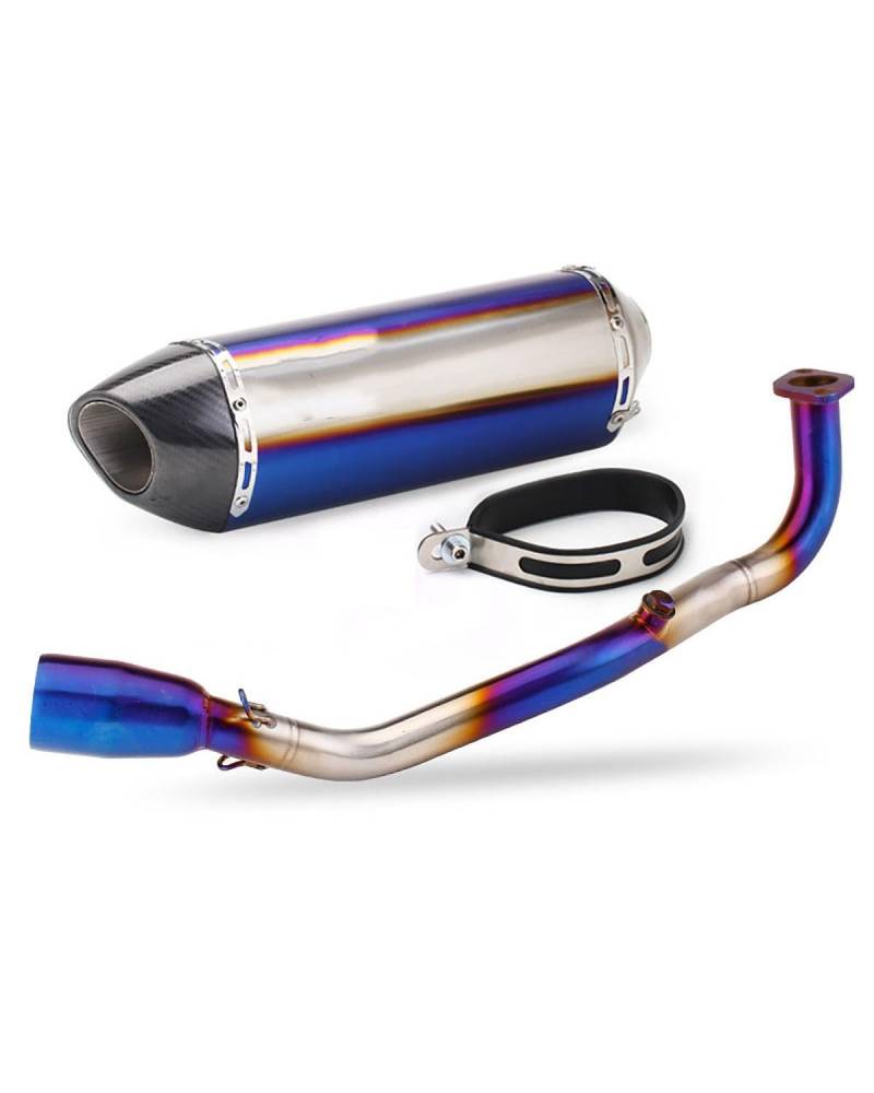 Motorrad Auspuff Für Yamaha Für Jinzhan 6. Generation BWS Farbe Blau Vorderteil Vier Eckschwanzteil Auspuffrohr Modifikation Motorrad Auspuffrohr(Front Section+Half Blue) von WNCXSA