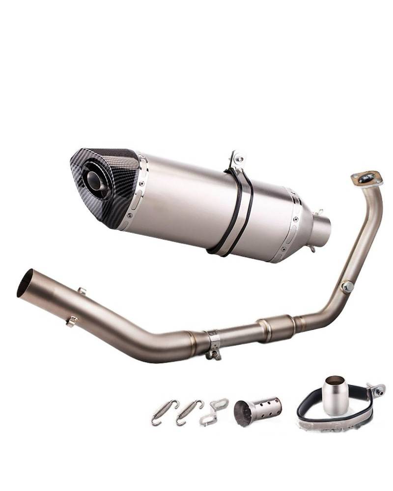 Motorrad Auspuff Für Yamaha Für MT-15 Für YZF-R15 Version 3.0 4.0 Vorderteil Aus Titanlegierung 470 Rundheck Großes Sechseck-Heckteil Motorrad Auspuffrohr(Titanium Set) von WNCXSA