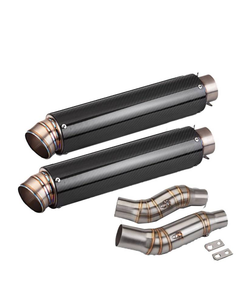 Motorrad Auspuff Für Z1000 2010-2023 Edelstahl Mittelteil 490mm Zylindrisches Heckteilpaar Motorrad Auspuffrohr(Titanium Alloy one Pair Set) von WNCXSA