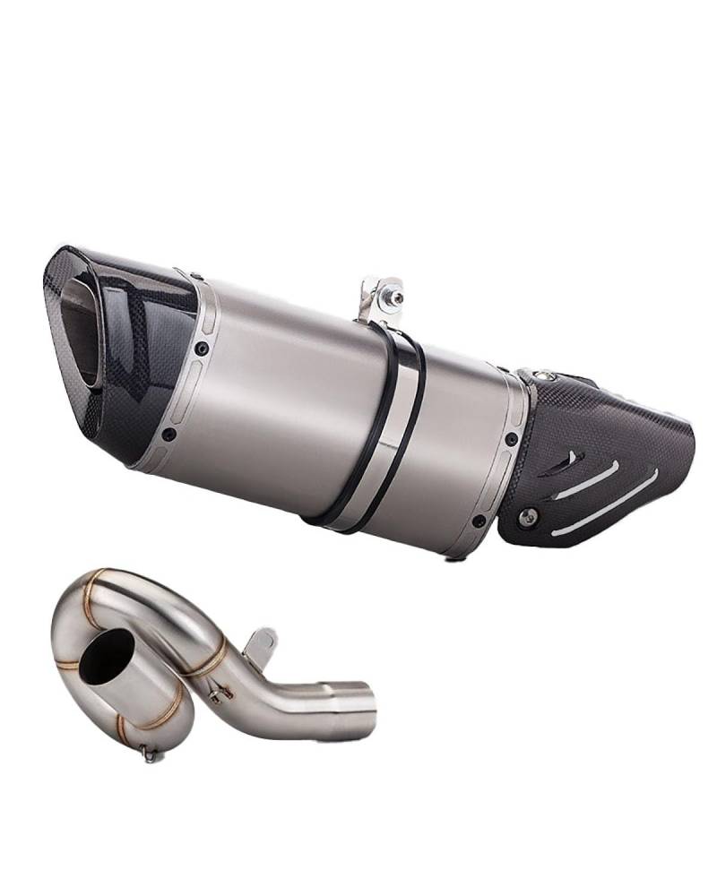 Motorrad Auspuff Für ZX-6R 2009-2020 Edelstahl Schwinge Mittelteil M15 Kohlefaser Heckteil Motorrad Auspuffrohr(Center Section) von WNCXSA