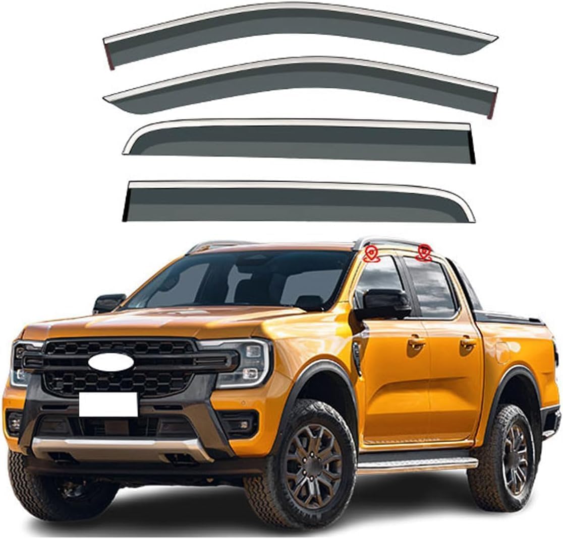 Windabweiser Regenabweiser für Ford Ranger T6 MK2-P703 2023-2025,Autofenster Wetterschutz Integrierten Deflektoren,Hochwertiges Sonnenschutz Autozubehör Windabweiser Regenabweiser für Ford Ranger T6 MK2-P703 2023-2025,Autofenster Wetterschutz Integrierten Deflektoren,Hochwertiges Sonnenschutz Autozubehör von WNFVYP