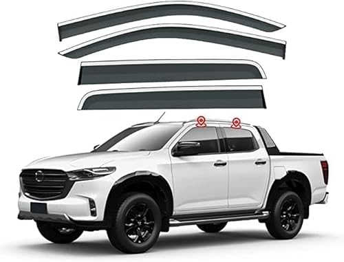 Windabweiser Regenabweiser für Mazda BT-50 TF 2021+,Autofenster Wetterschutz Integrierten Deflektoren,Hochwertiges Sonnenschutz Autozubehör Windabweiser Regenabweiser für Mazda BT-50 TF 2021+,Autofenster Wetterschutz Integrierten Deflektoren,Hochwertiges Sonnenschutz Autozubehör von WNFVYP