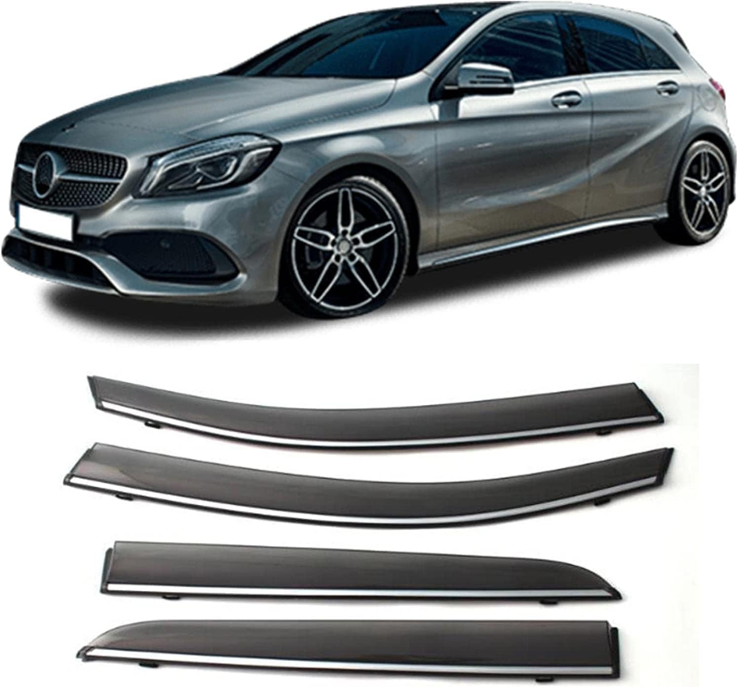 Windabweiser Regenabweiser für Mercedes A Class 2014-2018,Autofenster Wetterschutz Integrierten Deflektoren,Hochwertiges Sonnenschutz Autozubehör Windabweiser Regenabweiser für Mercedes A Class 2014-2018,Autofenster Wetterschutz Integrierten Deflektoren,Hochwertiges Sonnenschutz Autozubehör von WNFVYP