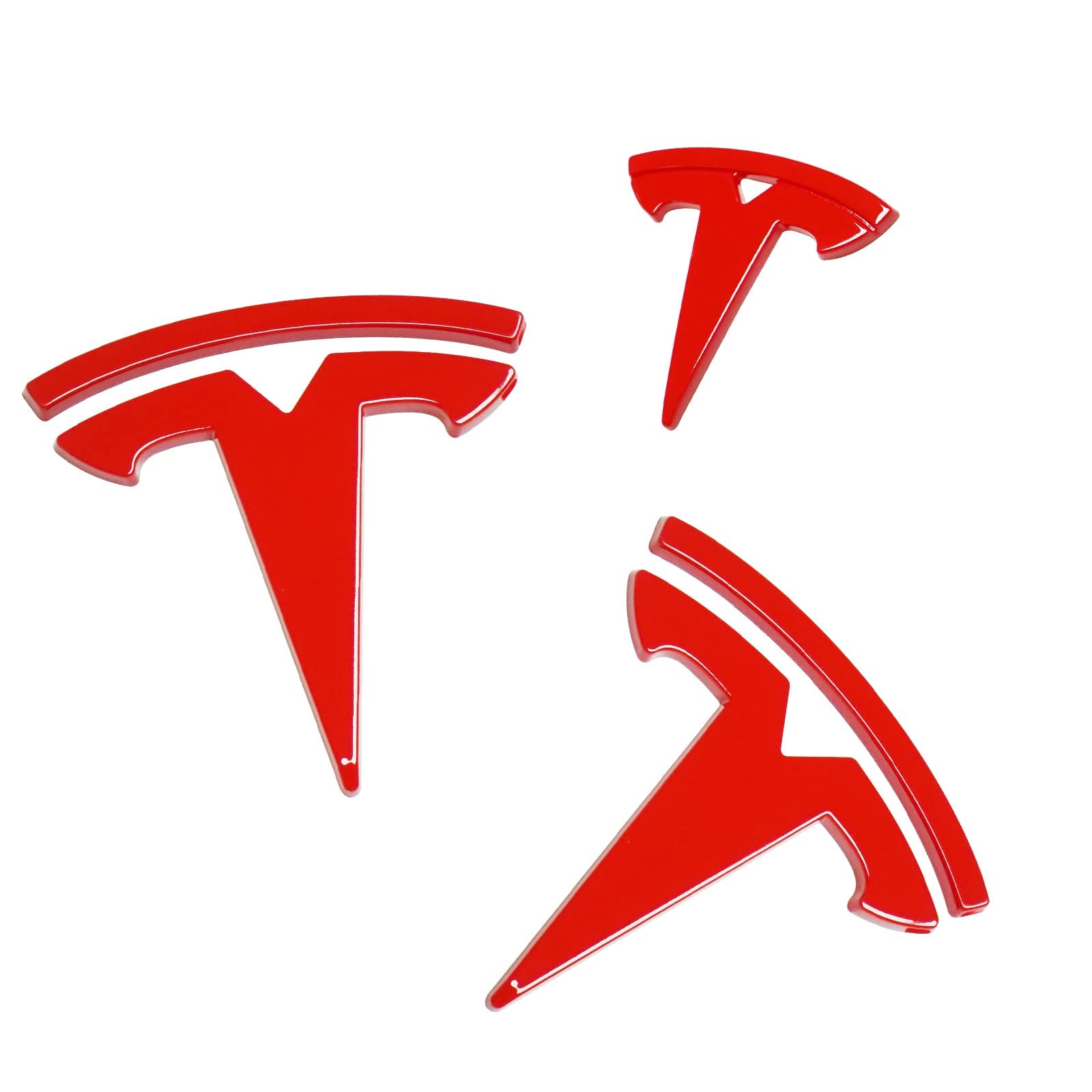 Auto-Alphabet, Selbstklebender Buchstaben-Aufkleber, Automobil-Emblem Dekoration Stehende Embleme Auto Vorne Hinten für Tesla,Red-Model 3 von WOAFEY