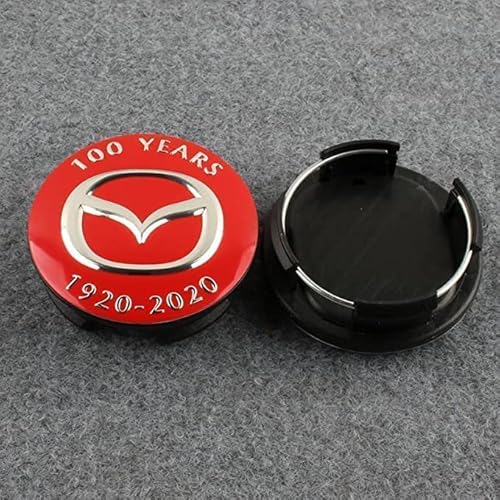 Nabendeckel 4 STÜCKE 56mm für Mazda 2 3 5 6 MX5 MX30 CX3 CX30 CX5 50 7 8 9 RX8 Car Rad Center Hub Cap Auto Styling Felgen Abdeckung Badge Emblem Aufkleber Radnabenkappen,Red von WOAFEY