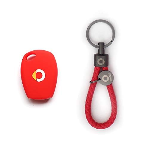 WOAFEY Auto-Fernbedienungszubehör, gerader Schlüssel, Farbe, Silikonhülle, Schlüsselanhänger, Dekoration für Smart 453 Fortwo Forfour,Red WOAFEY Auto-Fernbedienungszubehör, gerader Schlüssel, Farbe, Silikonhülle, Schlüsselanhänger, Dekoration für Smart 453 Fortwo Forfour,Red von WOAFEY