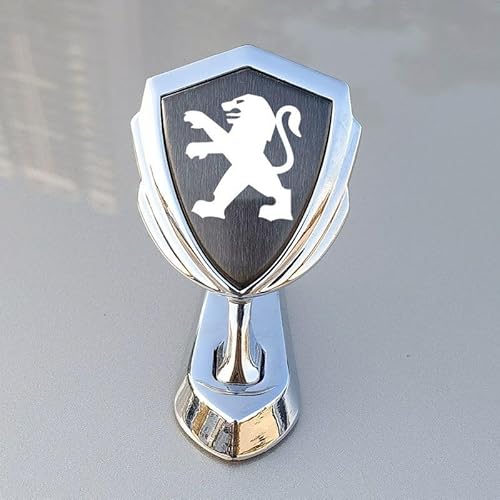 Auto Emblem für Peugeot 108 Hatch,Abzeichen Anbauteile 3D Logo Statue Auto Zubehör Ornament Etikett Selbstklebende,Black Silver von WOBBLO