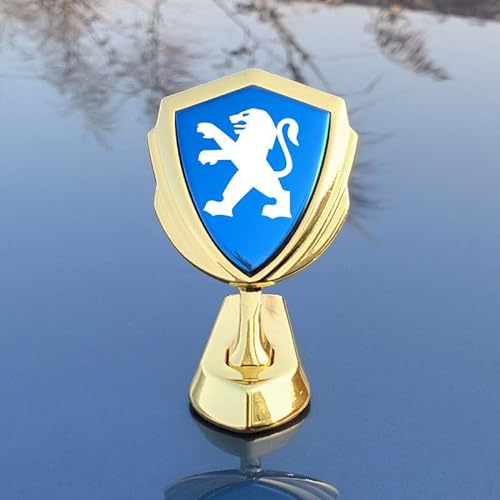 Auto Emblem für Peugeot 108 Hatch,Abzeichen Anbauteile 3D Logo Statue Auto Zubehör Ornament Etikett Selbstklebende,Blue Gold von WOBBLO