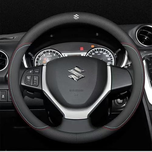 Auto Lenkradabdeckung Für Suzuki Jimny 2021 2022 2023, Schoner Lenkräder Mikrofaser Microfiber Langlebiger Leder Rutsch Innenraum Mode,Red von WOBBLO