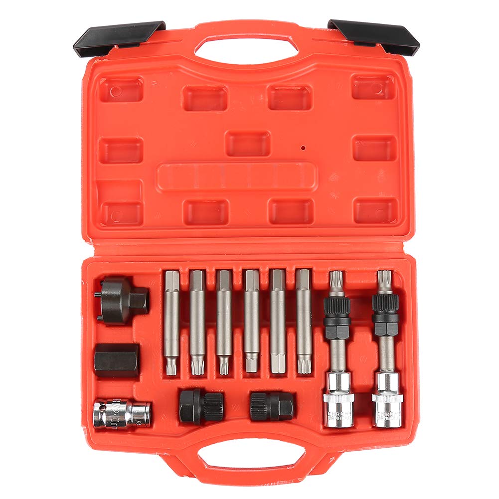 WODFARR 13 Stück Generator Belt Removal Tool Red Box (Werkzeug zur Demontage von Riemenscheiben, Generator) von WODFARR