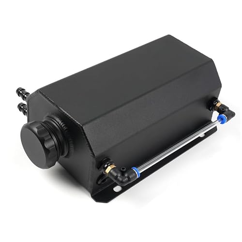 WODHMIEY 2L Aluminium Ausgleichsbehälter Kühlmittel Überlaufbehälter – Universeller Kühler-Wasserkasten, Mit Magnet-Ablassventil, Sichtschlauch & Hochtemperaturbeständiger, Ideal für Fahrzeugtuning von WODHMIEY