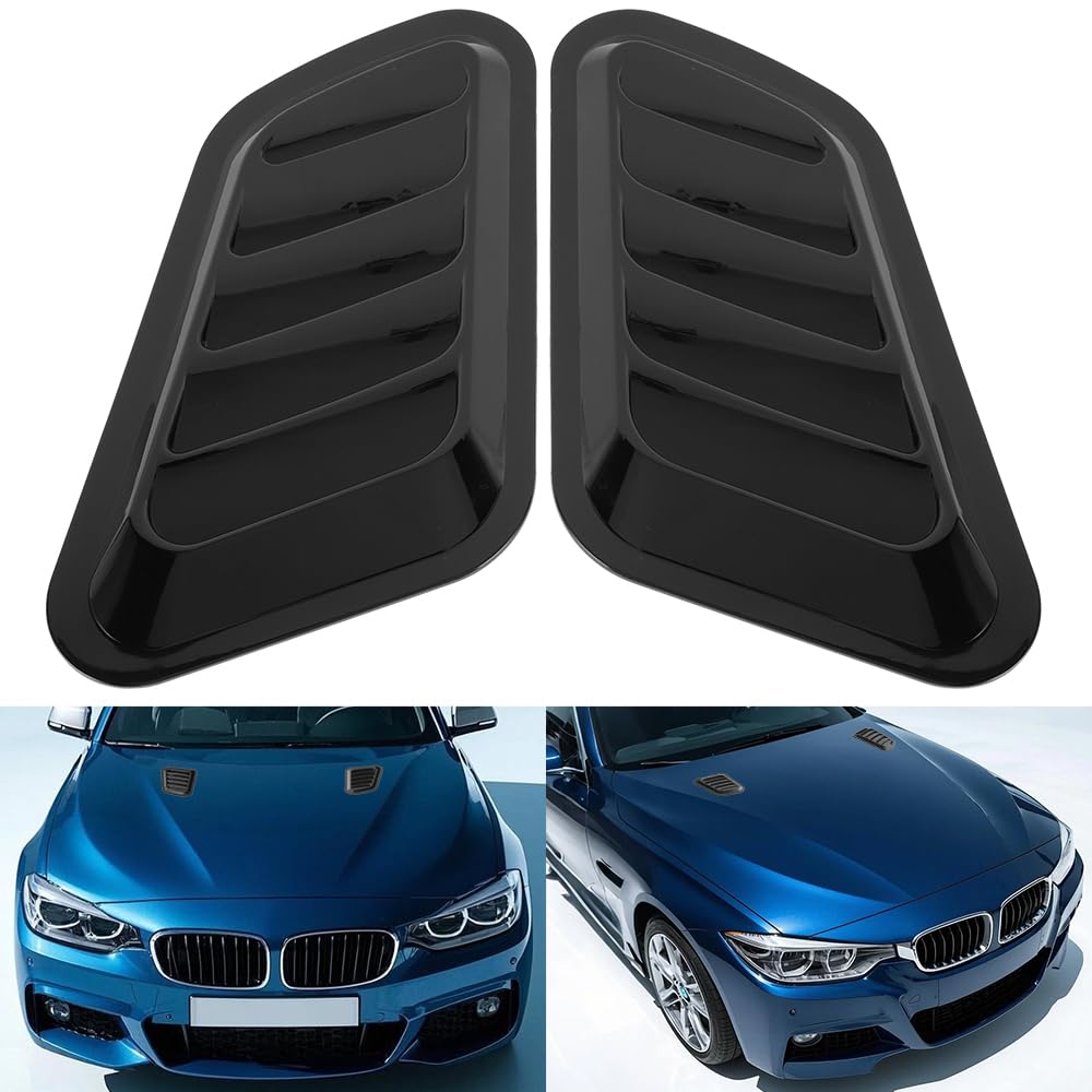 WODHMIEY Car Hood Air Vent Cover, Universal Fit ABS Hood Vent Trim Sticker, Enhance Car Appearance, Strong Adhesive, Coating, Easy Installation for All Vehicle Models (BLACK) von WODHMIEY