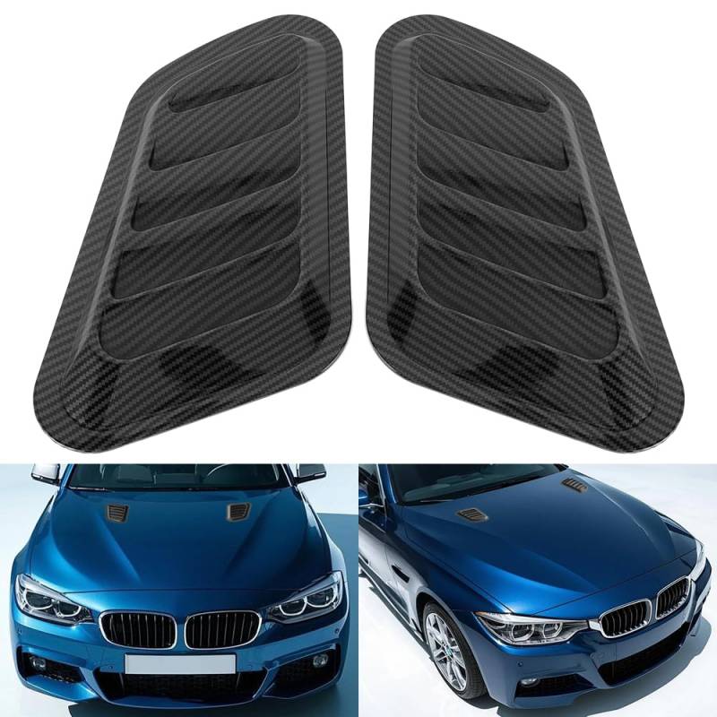 WODHMIEY Car Hood Air Vent Cover, Universal Fit ABS Hood Vent Trim Sticker, Enhance Car Appearance, Strong Adhesive, Coating, Easy Installation for All Vehicle Models (Kohlefaser) von WODHMIEY