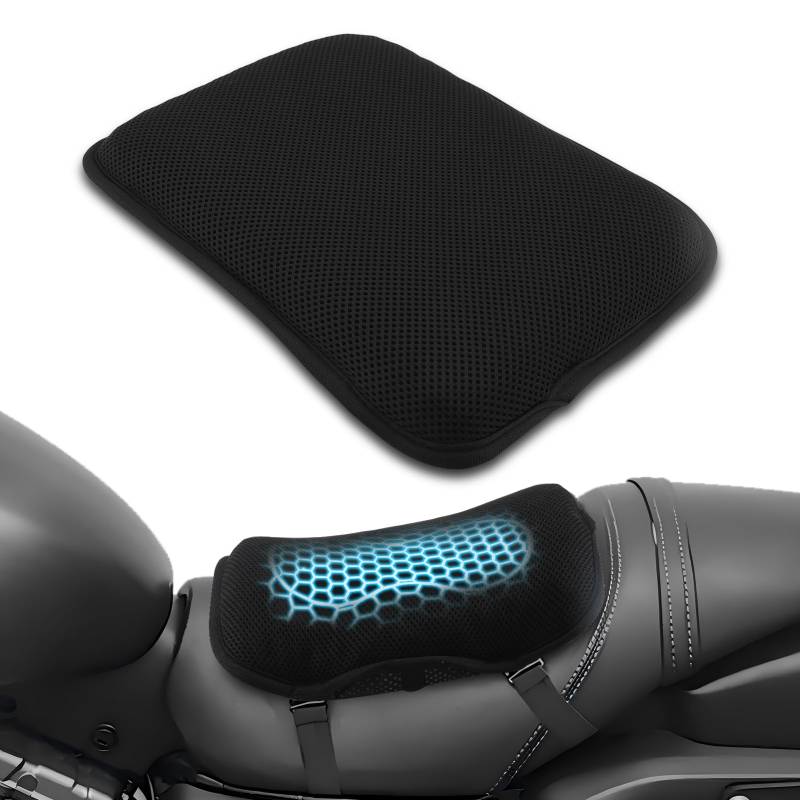 WODHMIEY Motorradkissen, Stoßdämpfendes Motorradkissen, Hohlstruktur, Atmungsaktivem Netzbezug, Elastischem Gel, Druckentlastung, Hochwertigem TPE, 21x28 cm, Geeignet Für Roller, von WODHMIEY