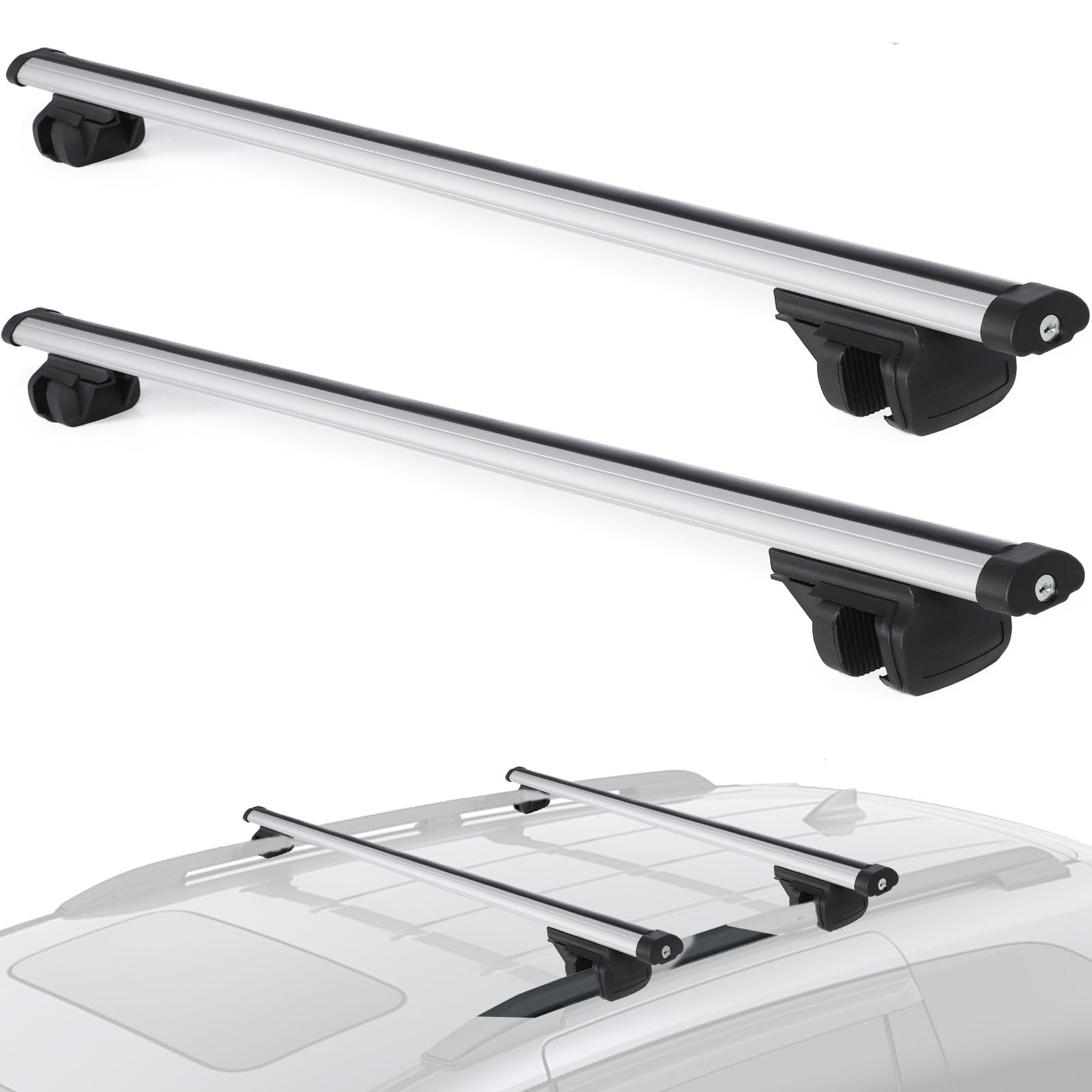 WODHMIEY Universal Dachträger Stangen, Auto Dachgepäckträger, Aluminium, 135cm, Passend für Modelle mit offener Dachreling, Trägt bis zu 100kg, Geeignet für SUVs und andere Fahrzeuge WODHMIEY Universal Dachträger Stangen, Auto Dachgepäckträger, Aluminium, 135cm, Passend für Modelle mit offener Dachreling, Trägt bis zu 100kg, Geeignet für SUVs und andere Fahrzeuge von WODHMIEY