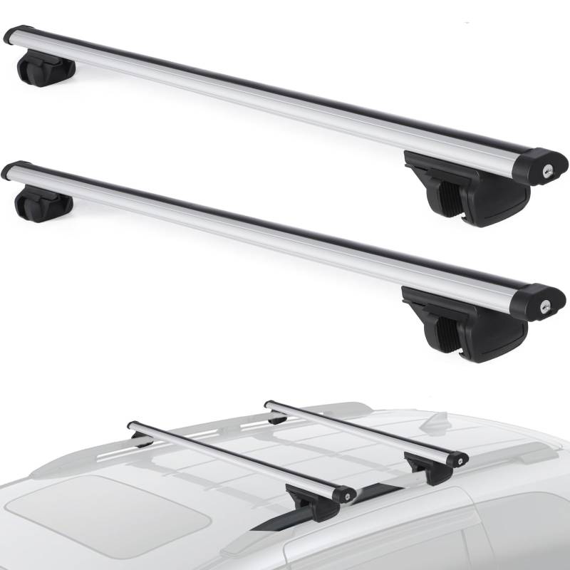WODHMIEY Universal Dachträger Stangen, Auto Dachgepäckträger, Aluminium, 135cm, Passend für Modelle mit offener Dachreling, Trägt bis zu 100kg, Geeignet für SUVs und andere Fahrzeuge von WODHMIEY