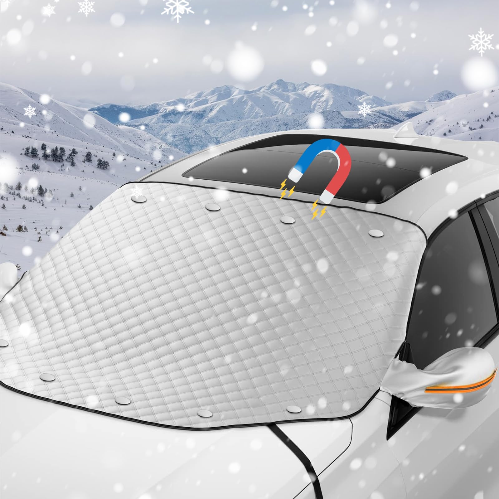 Frontscheibenabdeckung Winter, Windschutzscheibenabdeckung mit Magnet und Befestigungsschnur, Auto Abdeckung Winter, Faltbare Autoscheibenabdeckung für Gegen Schnee, EIS, Frost, Staub, Sonne Frontscheibenabdeckung Winter, Windschutzscheibenabdeckung mit Magnet und Befestigungsschnur, Auto Abdeckung Winter, Faltbare Autoscheibenabdeckung für Gegen Schnee, EIS, Frost, Staub, Sonne von WOGOPRO