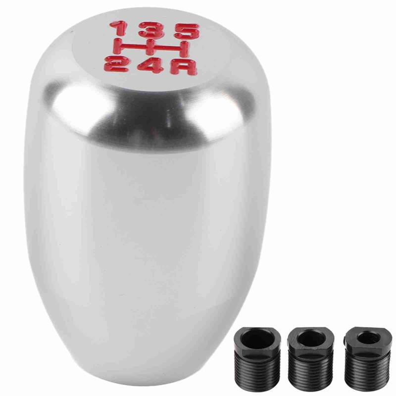 5 -Geschwindigkeitshandbuch -Schaltknauf, Auto -Metall -Zahnstabhebel mit 8/10/12 -mm -Adaptern Universal Ersatzgetriebe für 5 Geschwindigkeitswagen (8 Farben erhältlich) (Silber) von WOHPNLE