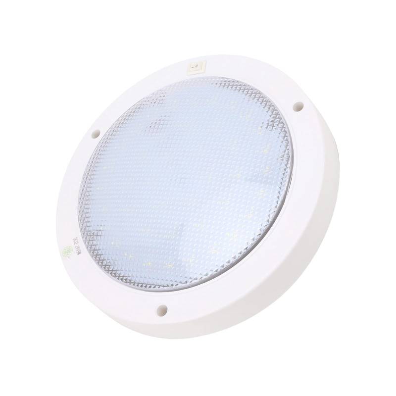LED runde Tafel Licht, ultra helles 300 lm LED -Panel Leuchten mit Nachtglühknopfschalter Oberflächenmontage RV Innenlichter Deckenbehandlung für Wohnwagen -Boote Anhänger (Cool weiß) von WOHPNLE
