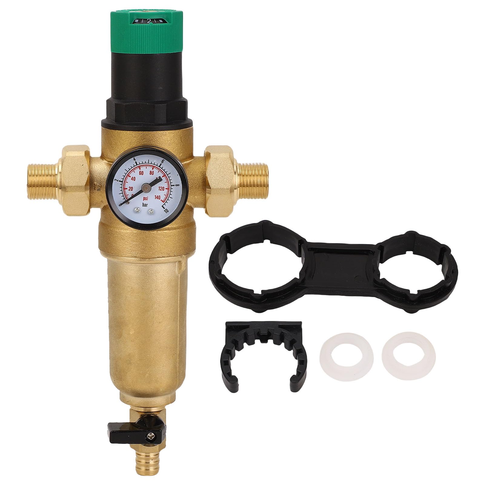 WOHPNLE Messing Wasserdruckregler -Ventilkit, 1/2 Zoll Einstellbarer Druckregler mit Filter- und Zifferblatt DN15 Wasserdruckregel für den Heimgebrauch (3/4 Zoll (DN20)) von WOHPNLE