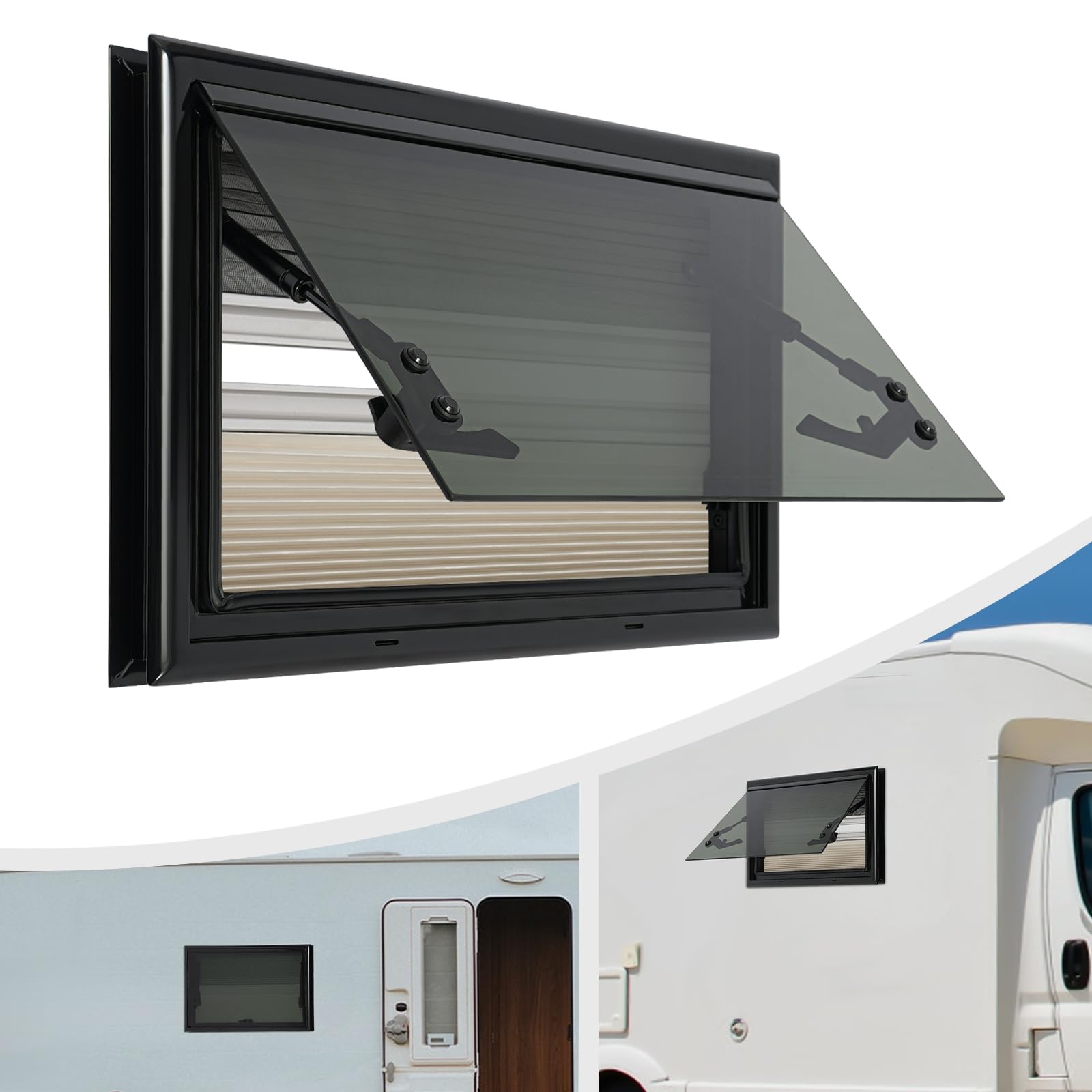 WOLEGM 500x300mm RV-Fenster, RV-Ausstellfenster, RV-Wohnmobilfenster RV Externes Push Fenster für Wohnwagen Van Camper Rechteckig Wohnmobilfenster 85° Verdunklung und Insektenschutz WOLEGM 500x300mm RV-Fenster, RV-Ausstellfenster, RV-Wohnmobilfenster RV Externes Push Fenster für Wohnwagen Van Camper Rechteckig Wohnmobilfenster 85° Verdunklung und Insektenschutz von WOLEGM