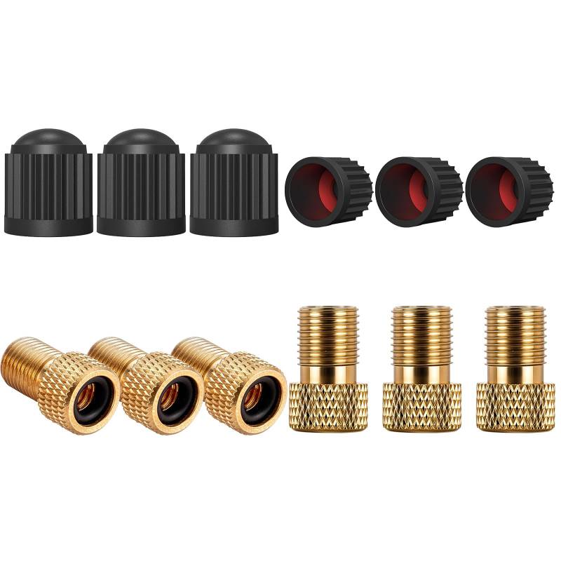 Adapter für Dunlop- und Sclaverand Ventil auf Schrader Ventil, 12 Stück DV + SV auf AV-Ventil, Fahrrad Ventil Adapter, Adapter Radventil, Adapter Blitzventil, Presta Ventil Adapter, Bike Valve Adapter von WOLMIK