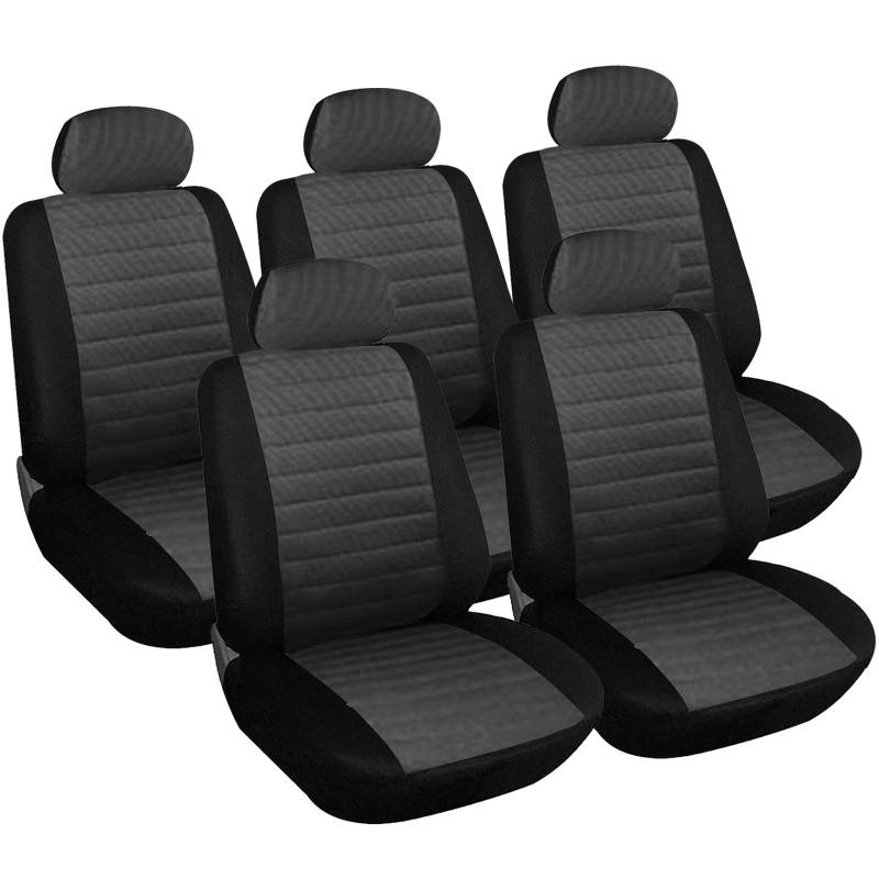WOLTU 7231-5 Sitzbezüge Auto Einzelsitzbezug universal Größe, 5er Set, schwarz/grau von WOLTU