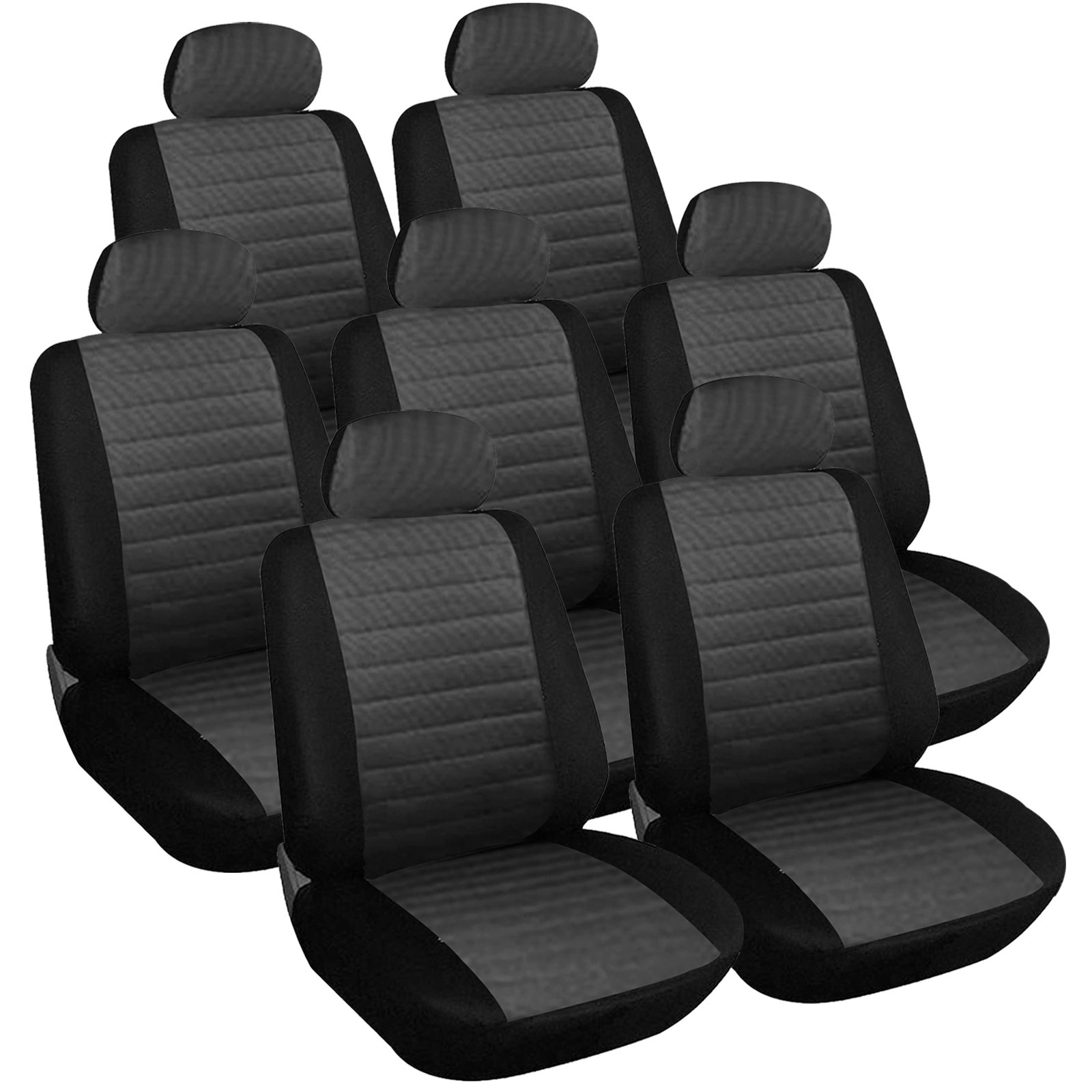 WOLTU 7231-7 Sitzbezüge Auto Einzelsitzbezug universal Größe, 7er Set, schwarz/grau von WOLTU