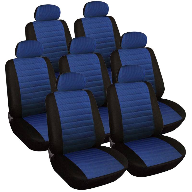 WOLTU Sitzbezüge Auto Einzelsitzbezug universal Größe, 7er Set, schwarz/blau von WOLTU