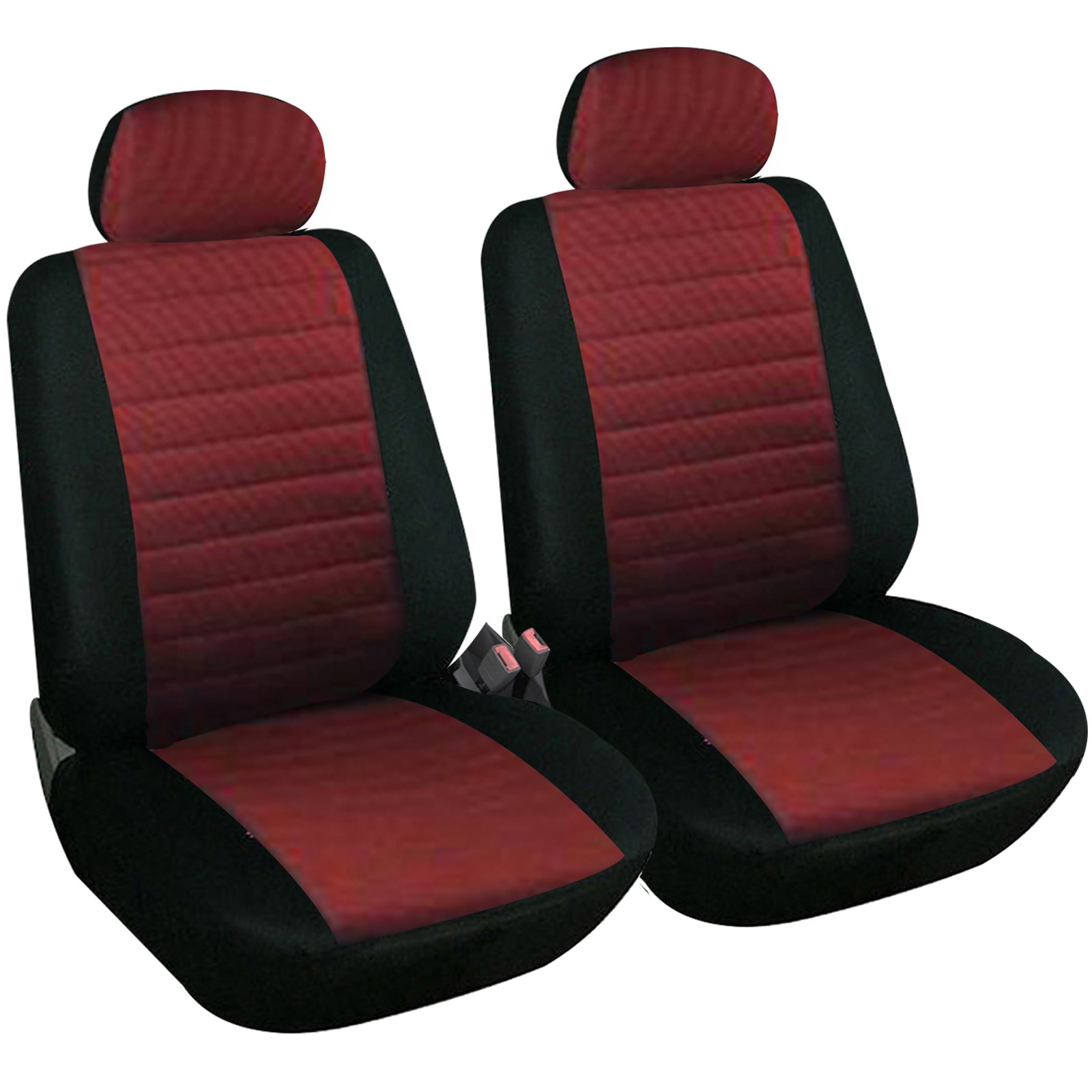 WOLTU 7233-2 Sitzbezüge Auto Vordersitze Universal Auto-Schonbezüge für Fahrersitz & Beifahrer 2er Sitzauflageschwarz/rot von WOLTU
