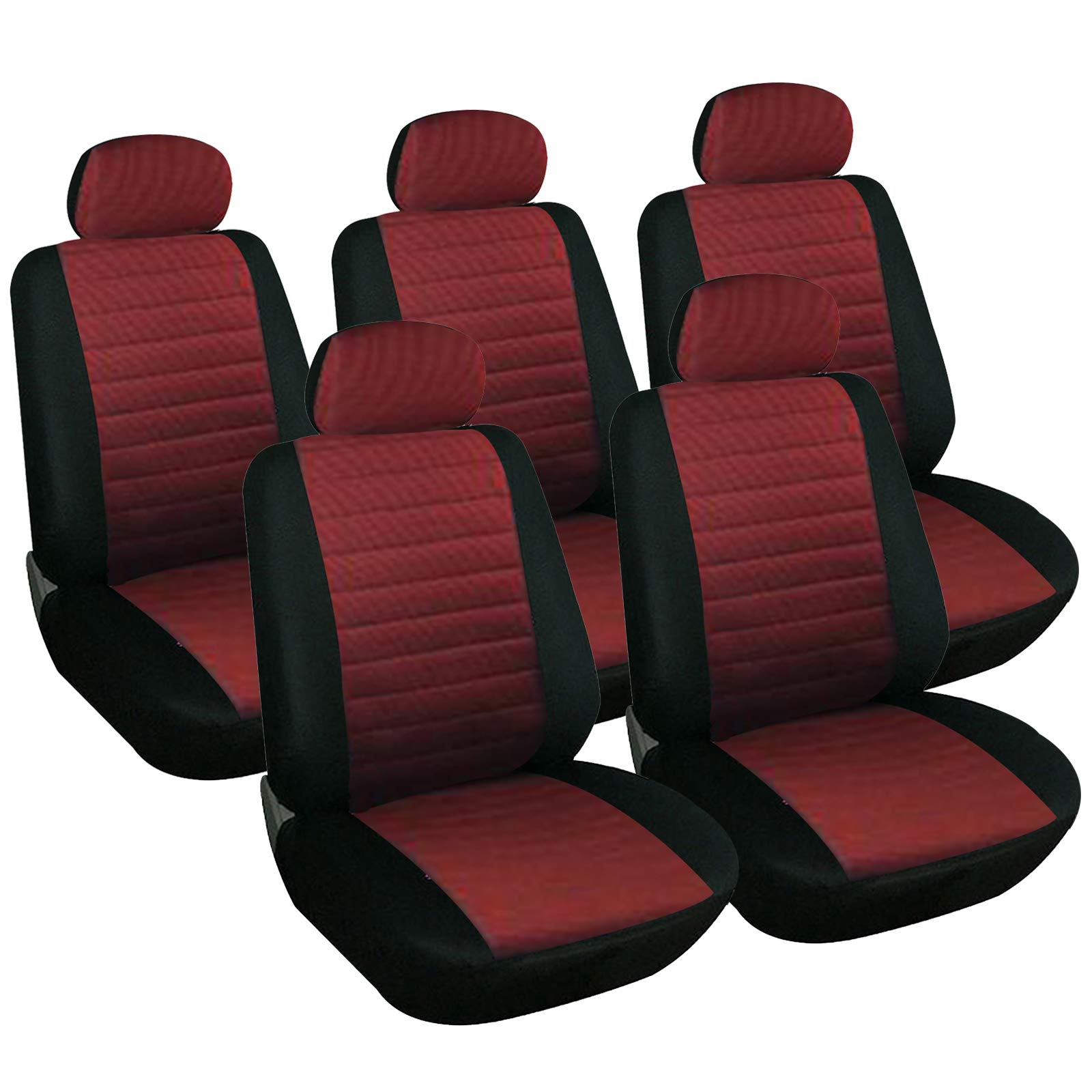WOLTU 7233-5 Sitzbezüge Auto Einzelsitzbezug universal Größe, 5er Set, schwarz/rot von WOLTU