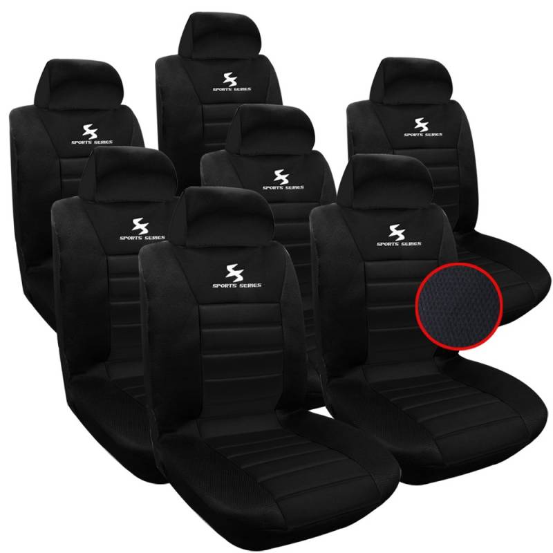 WOLTU 7er Sitzbezüge Auto Einzelsitzbezug universal Größe, Komplettset, schwarz von WOLTU