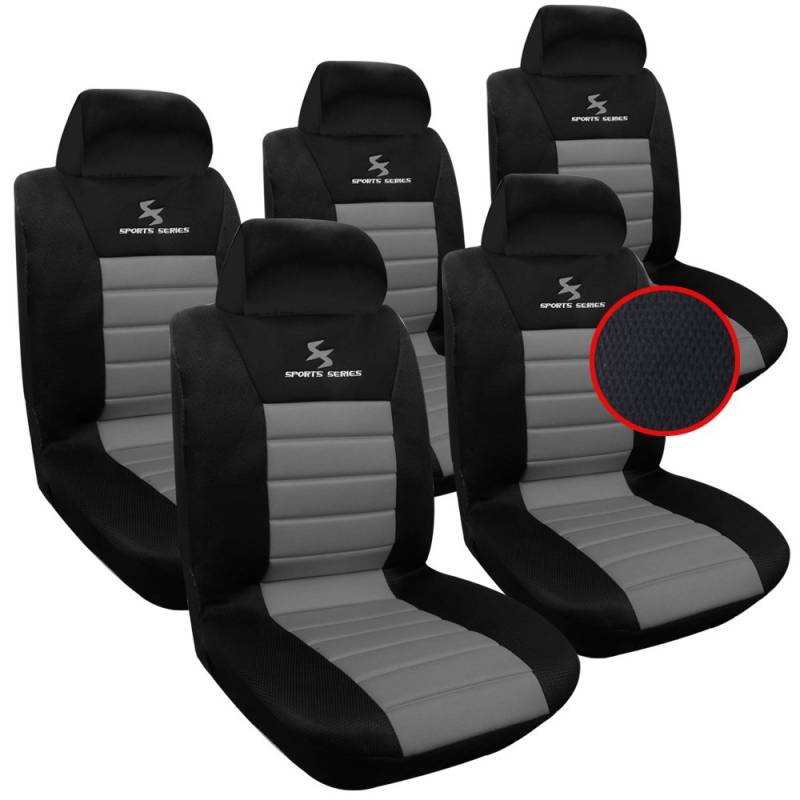 WOLTU 5er Sitzbezüge Auto Einzelsitzbezug universal Größe, Komplettset, grau von WOLTU