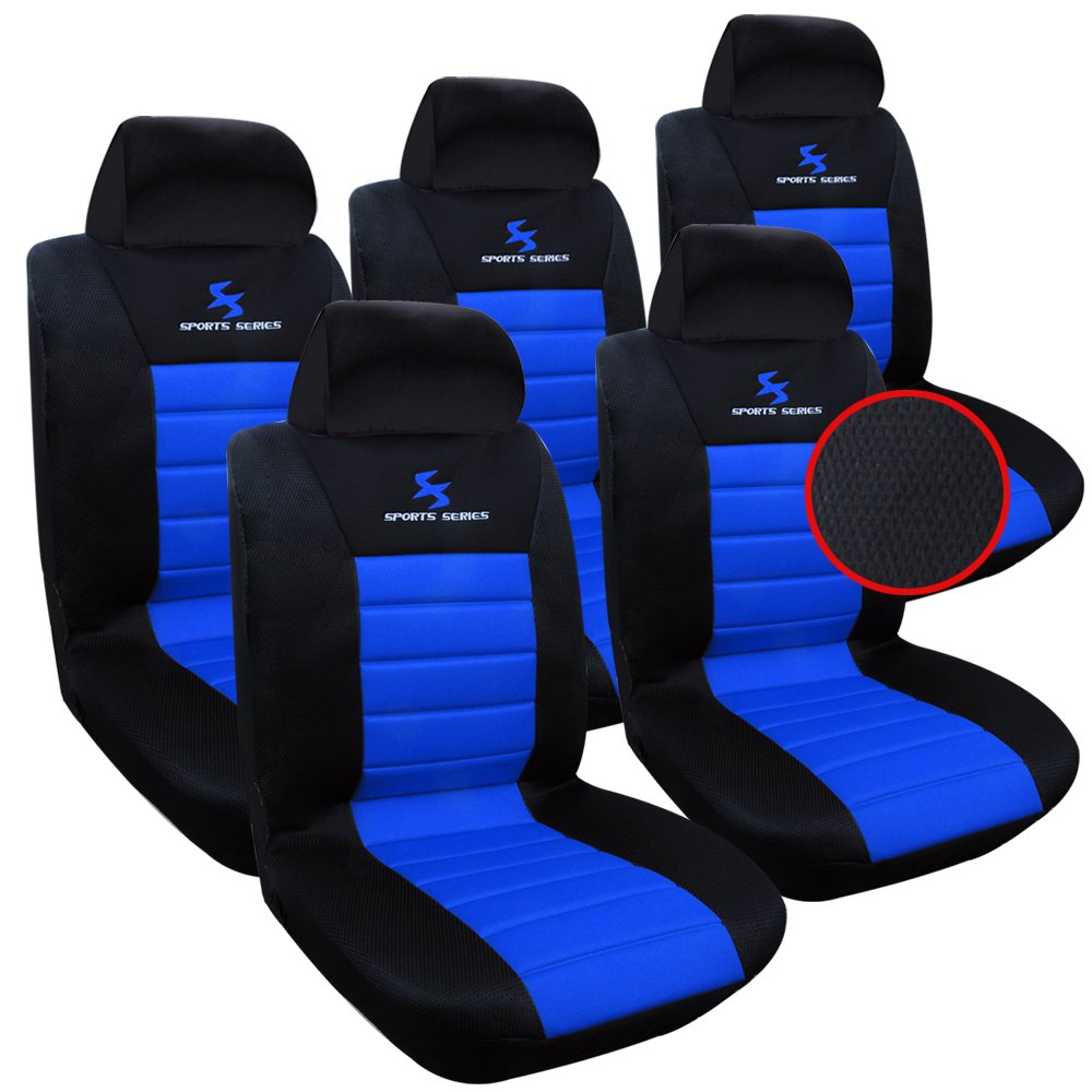 WOLTU AS7256-5 5er Sitzbezüge Auto Einzelsitzbezug universal Größe, Komplettset, blau von WOLTU