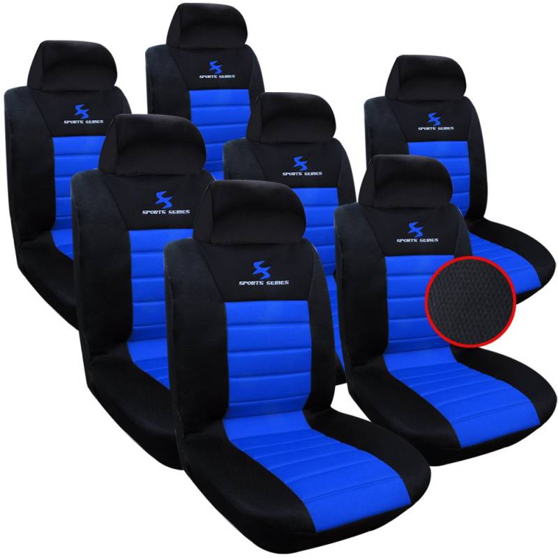 WOLTU 7er Sitzbezüge Auto Einzelsitzbezug universal Größe, Komplettset, blau von WOLTU