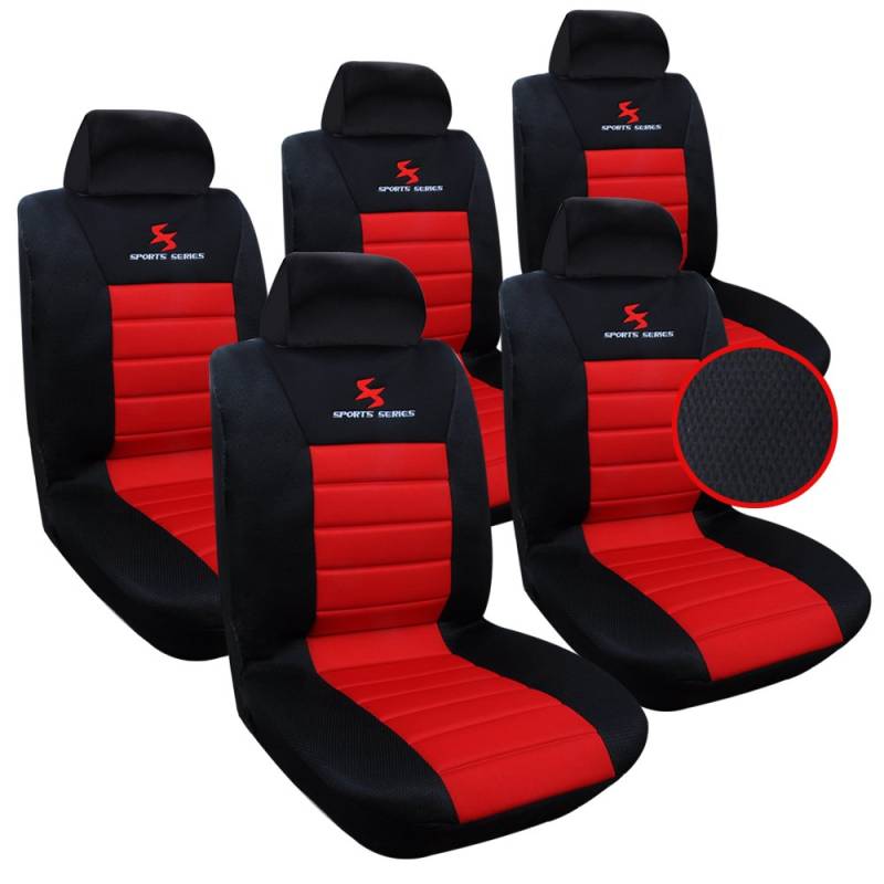 WOLTU 5er Sitzbezüge Auto Einzelsitzbezug universal Größe, Komplettset, rot von WOLTU