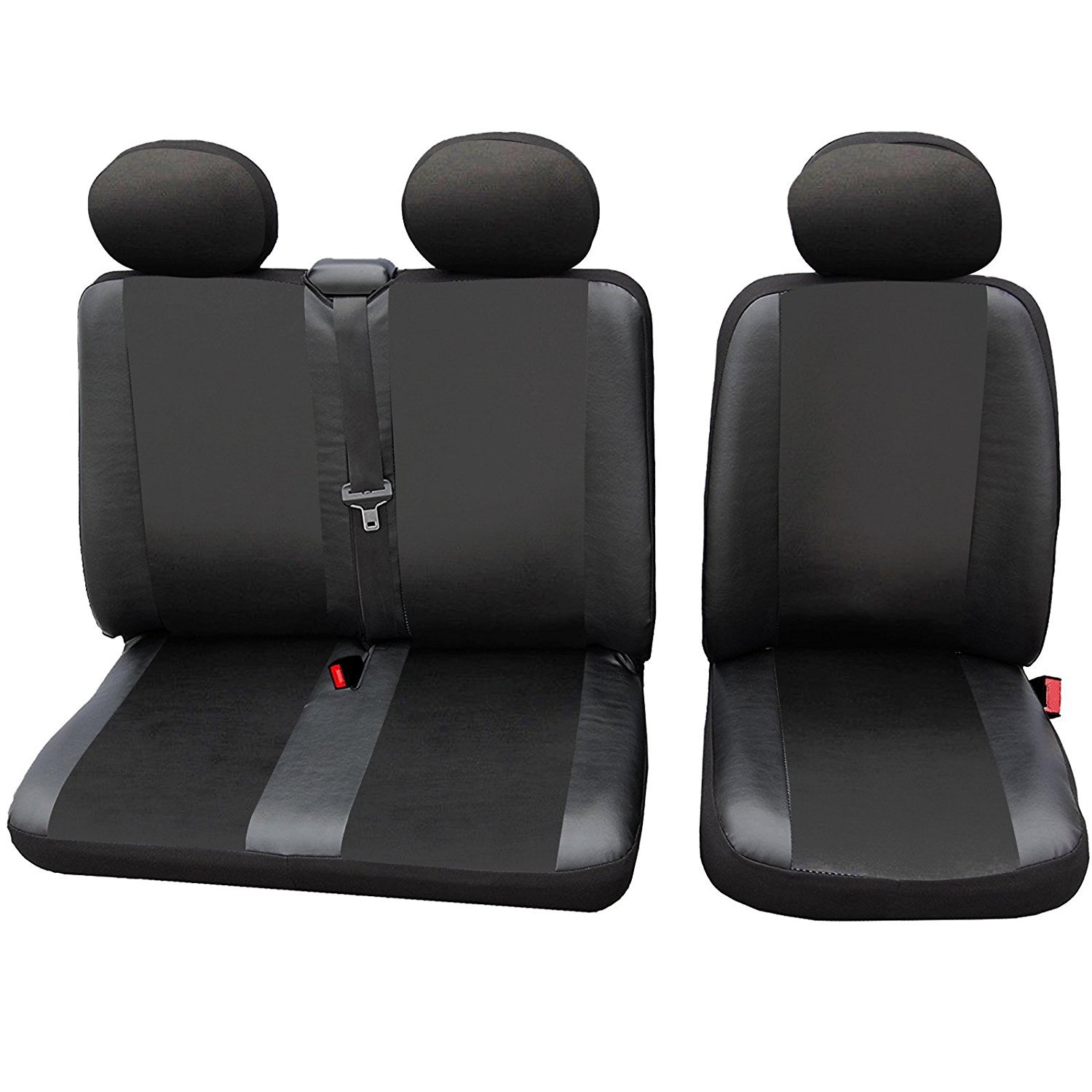 WOLTU AS7326 Auto Sitzbezüge universal Größe, 1+2 Sitzbezug Schonbezüge aus Kunstleder schwarz von WOLTU