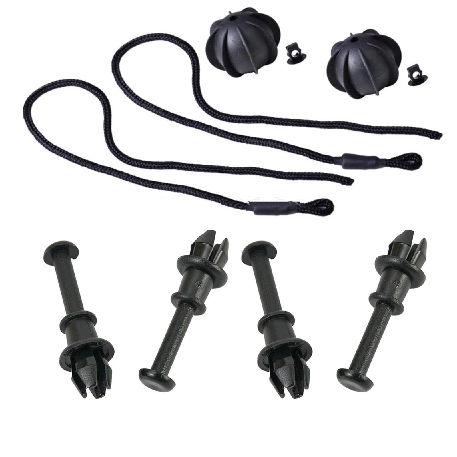 Kompatibel Mit VW Für GTI Für Golf Mk5 Mk6 2006 2007 2008 2009 2010 2011–2013, Hintere Gepäckablage, Schnur, Gurt, Kordel, Kofferraum-Lanyard, Tischschnalle Halteband Hutablage(4Pcs Clips 2Pcs Cords) von WOLWES