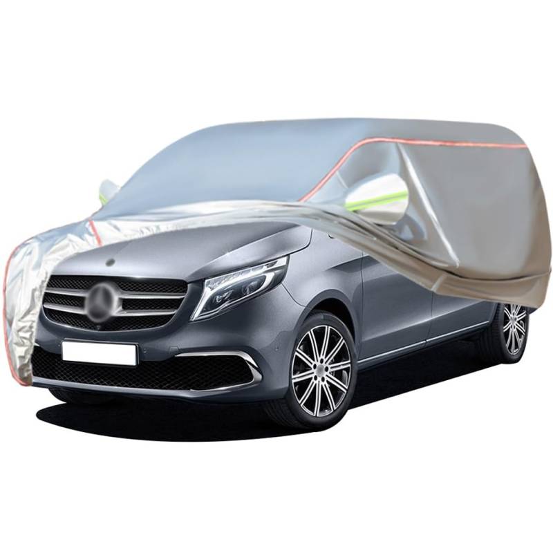 WOLWES Autoabdeckung Geeignet Für Mercedes-Benz V-Klasse MPV,Schneesicher,wasserdichte,Wind-,Regen- Und UV-beständige Autoabdeckung Aus Oxford-Gewebe,Mit Seitentür-Reißverschluss (Color : White, Siz von WOLWES