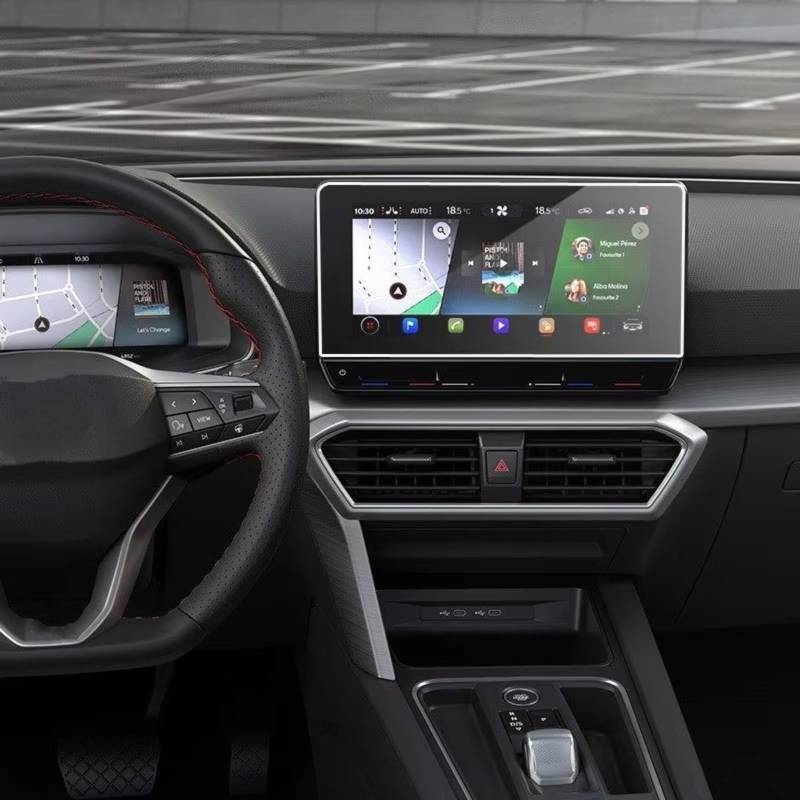 WOLWES Innenzubehör Kompatibel Mit C&upra Für Leon 2020. 1 Stück PET-Folie Displayschutzfolie 10 Zoll Auto GPS Navigation Center Display von WOLWES