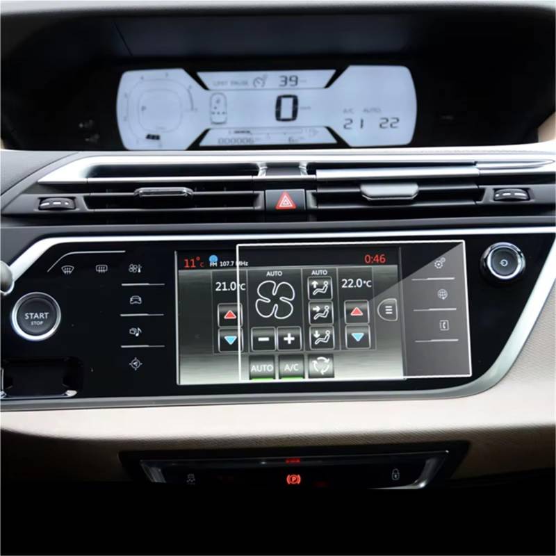 WOLWES Innenzubehör Kompatibel Mit Citroen C4 Für Picasso 2014 2015 2016 2017, 1 Stück Gehärtete Glasfolie, Auto-GPS-Navigation, Klare Displayschutzfolie von WOLWES