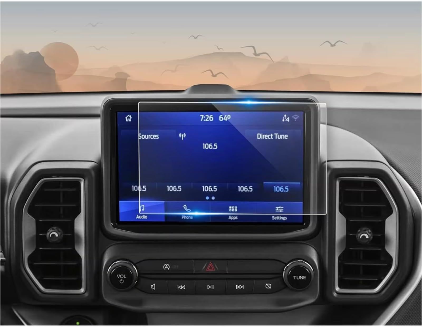 WOLWES Innenzubehör Kompatibel Mit Ford Für Bronco Sport 2024, Navigation Und Heckklima, Gehärtetes Glas, Touchscreen-Schutzfolie, Zubehör von WOLWES