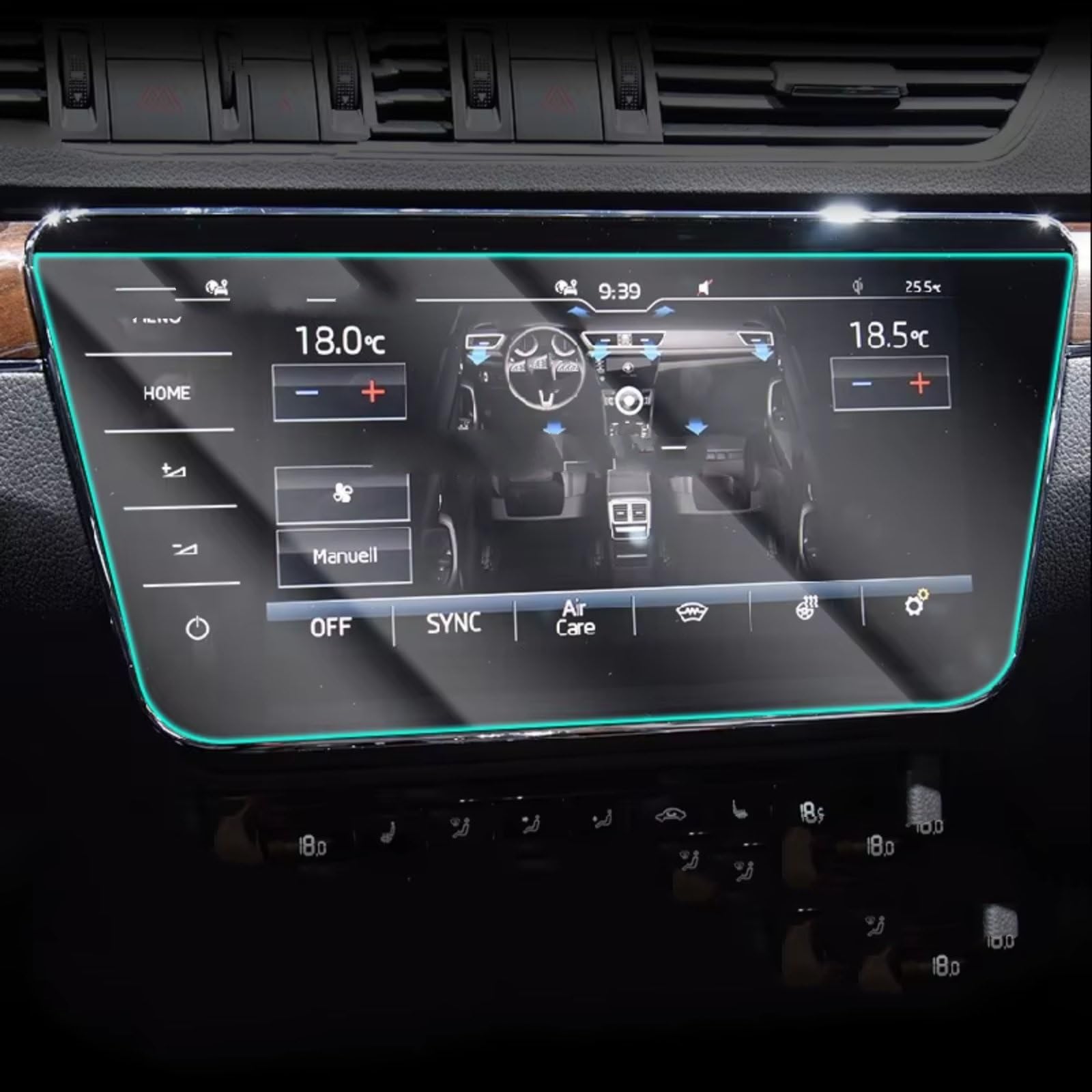 WOLWES Innenzubehör Kompatibel Mit Skoda Für Superb 2018 2019 2020 2021 2022 2023 1 Stück Auto GPS-Navigation Schutzfolie Displayschutzfolie Zubehör(9.2 Inch 1PCS) von WOLWES