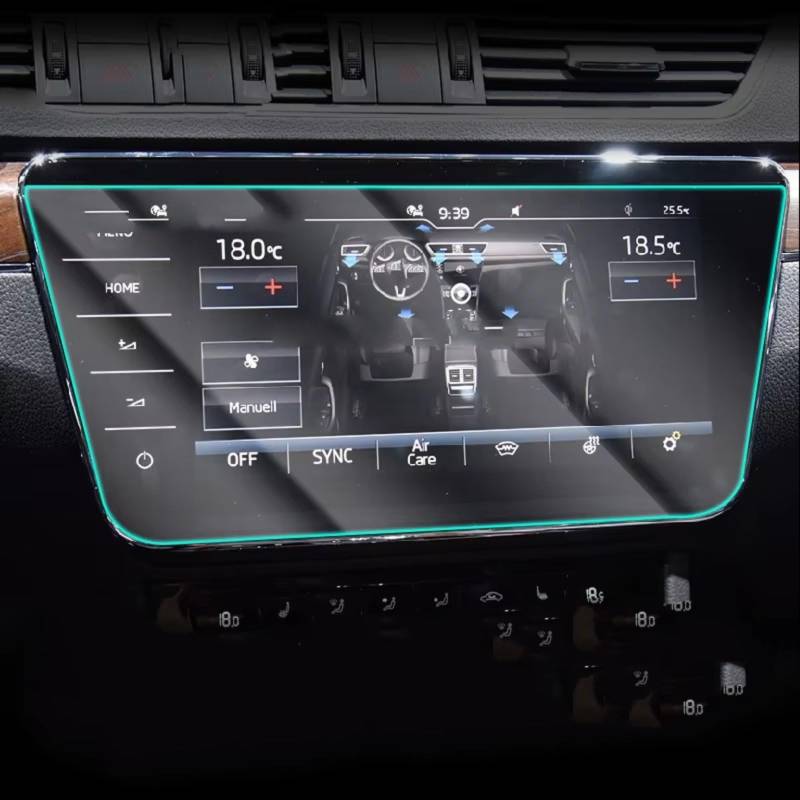 WOLWES Innenzubehör Kompatibel Mit Skoda Für Superb 2018 2019 2020 2021 2022 2023 1 Stück Auto GPS-Navigation Schutzfolie Displayschutzfolie Zubehör(9.2 Inch 1PCS) von WOLWES