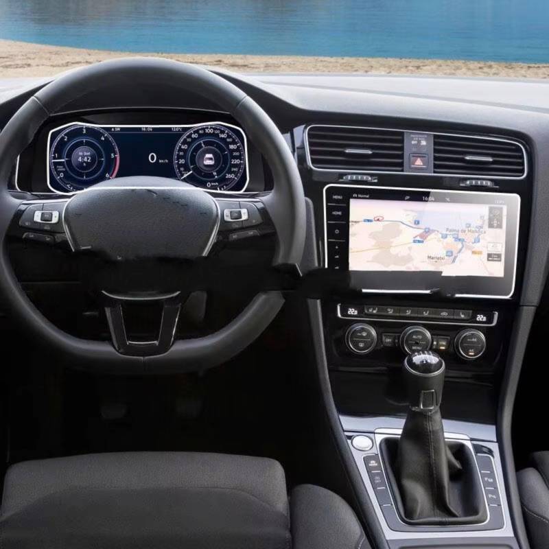 WOLWES Innenzubehör Kompatibel Mit Vw Für Golf 7 2018 2019 2020, 1 Stück, GPS-Navigation, Gehärtetes Glas Für Bildschirmschutz, Armaturenbrett-Zubehör(GPS and Instrument) von WOLWES