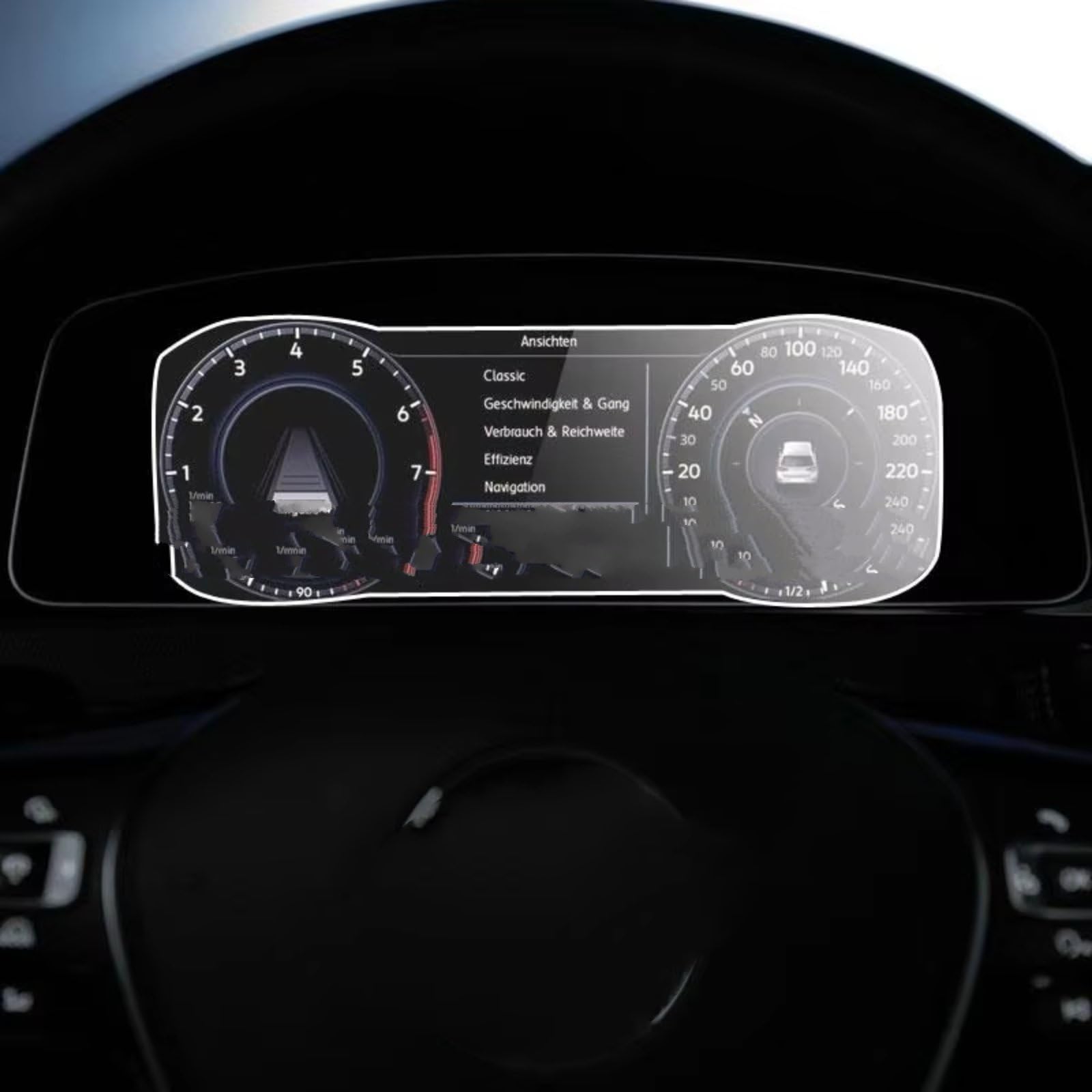 WOLWES Innenzubehör Kompatibel Mit Vw Für Golf 7 2018 2019 2020, 1 Stück, GPS-Navigation, Gehärtetes Glas Für Bildschirmschutz, Armaturenbrett-Zubehör(for Instrument) von WOLWES
