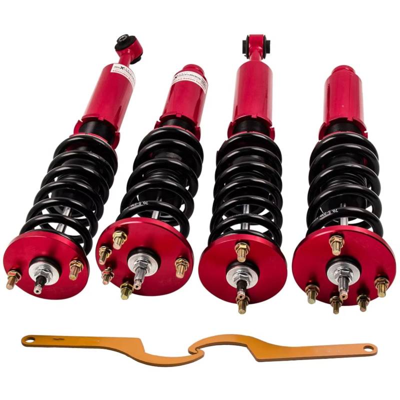 WOLWES Stoßdämpfer Set Kompatibel Mit Accord 1998 1999 2000 2001 2002 Gewindefahrwerk Federbeine Stoßdämpfer Komplette Gewindefahrwerk Federbeine Stoßdämpfer Kits Autoteile(Red) von WOLWES
