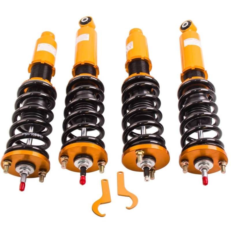 WOLWES Stoßdämpfer Set Kompatibel Mit CR-V 1. Generation RD1-RD3 FWD AWD 1996 1997 1998 1999 2000 2001 Gewindefahrwerk, Verstellbare Dämpfer, Stoßdämpfer, Stoßdämpfer, Streben, Autoteile(Yellow) von WOLWES