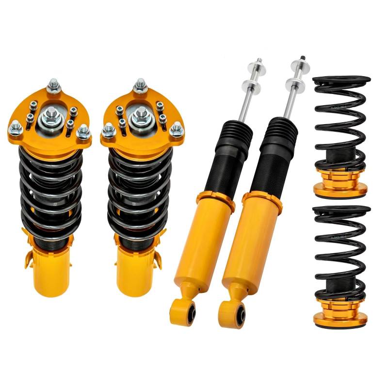 WOLWES Stoßdämpfer Set Kompatibel Mit Civic 2006 2007 2008 2009 2010 2011 Ersatz-Autoteile, Höhenverstellbare Gewindefahrwerk-Stoßdämpfer, Gewindefahrwerk-Tieferlegungssatz(Yellow) von WOLWES