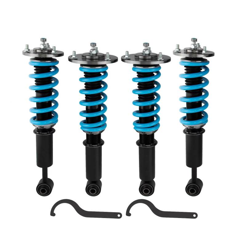 WOLWES Stoßdämpfer Set Kompatibel Mit Ford Für Expedition 2003 2004 2005 2006 Luft-zu-Schraubenfederstreben Gewindefahrwerk Umbausatz Gewindefahrwerk Feder Stoßdämpfer(Blue) von WOLWES